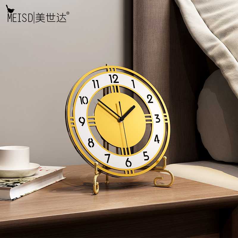 

MEISD Luxurious Metal Stainless Steel Room Decor Desk Clock Quartz Silent Needle Study Room Creative Table Watch Free Shipping