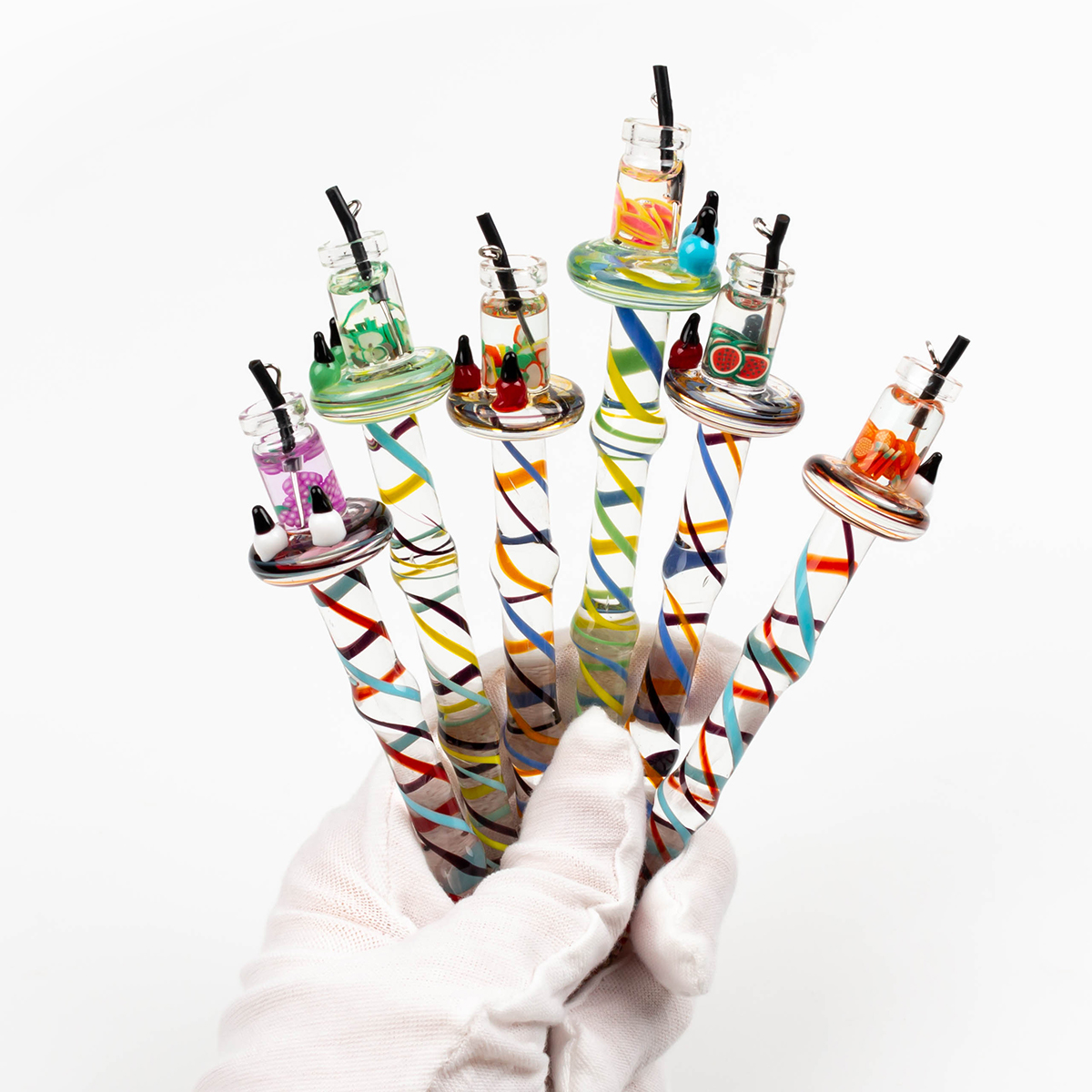 

Hookahs Glass Dabber Tool Lovely Colorful Fruit carb cap For Oil Tobacco Quartz Banger Nails Water Bongs Dab Rigs Pipe