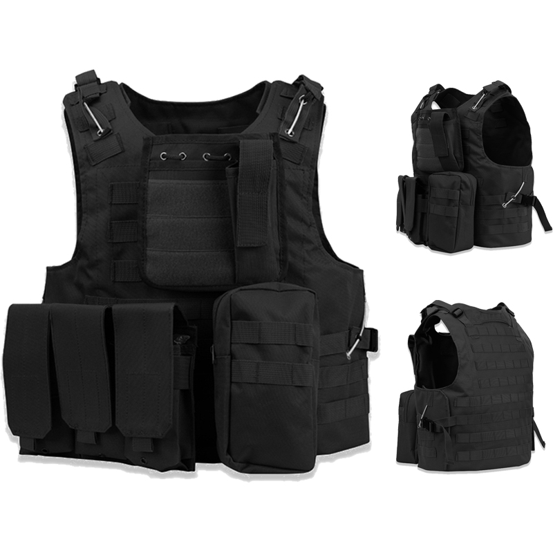 

Tactical Amphibious Vest Hunting Molle Plate Carrier Vest Combat Assault Paintball CS Body Armor, Black