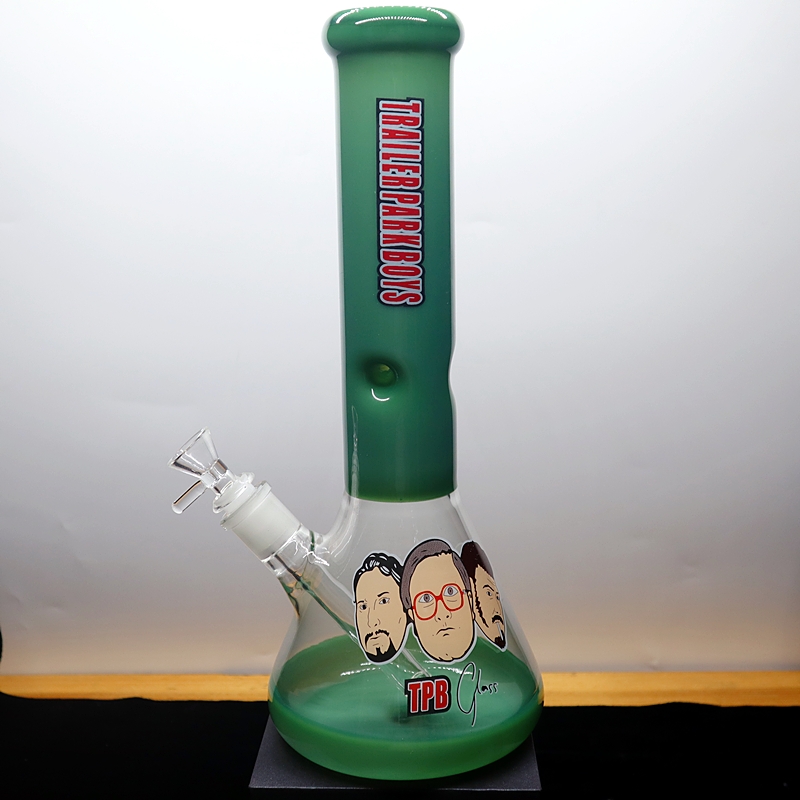 

New 12.6 inch green color Big straight glass water bongs 14mm female joint beaker bong recycler oil rigs
