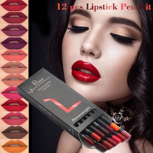 

12pcs/set lipliner pen 6pcs/set sexy red rose gold lip contour pencil waterproof long lasting velvet matte lipstick liner, 1 set