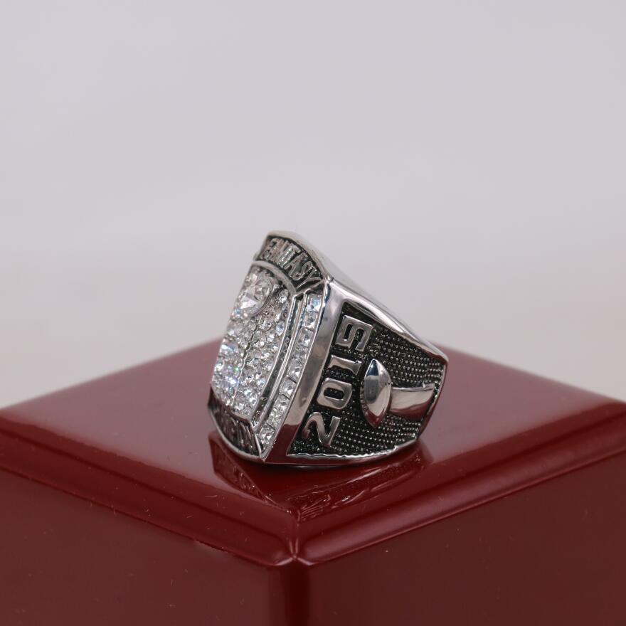 

USA Size 8 To 14 Factory Wholesale Price 2019 Silver Fantasy Football Championship Ring With Wooden Display Box For Fans Dropshipping