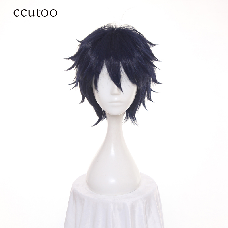 

ccutoo 30cm Ao no Blue Exorcist Okumura Rin FAIRY TAIL Blue Short Fluffy Layered Synthetic Hair Cosplay Wig Full Hair