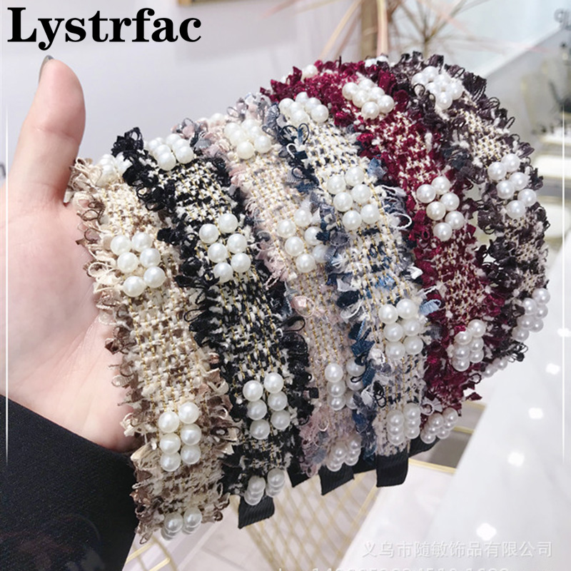 

Lystrfac Korean Ins Simple Raw Burrs Beaded Pearl Hairband for Women Girls Hair Hoop Headband Ladies Hair Accessories