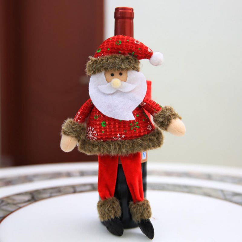 

Christmas Wine Bottle Cover Santa Claus Snowman Dolls Xmas Home Restaurant Champagne Wine Hat Party Dinner Decoration Christmas