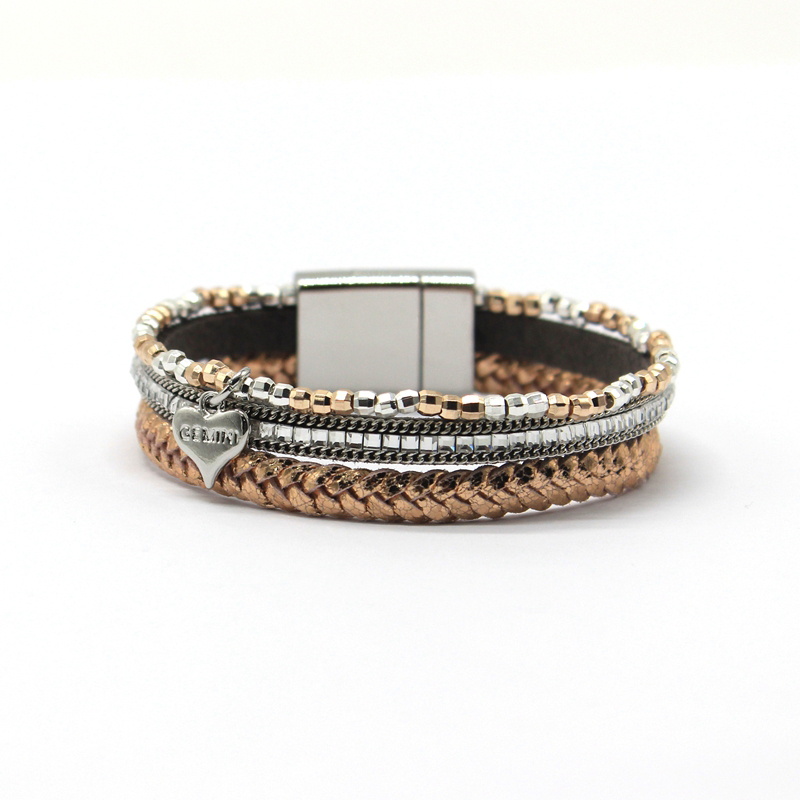 

Handmade Fashion Multilayer Leather Wrap Charm Cuff Bracelets/Bangles Magnetic Clasp Leather weave Bracelet For Women Jewelry