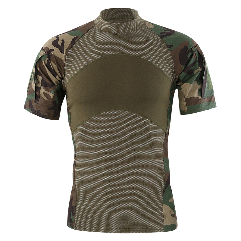 

Outdoor Tactical Hunting T Shirt Summer Camouflage Combat Training Camping Clothes Men Sports Fitness Uniform T-shirt, Black