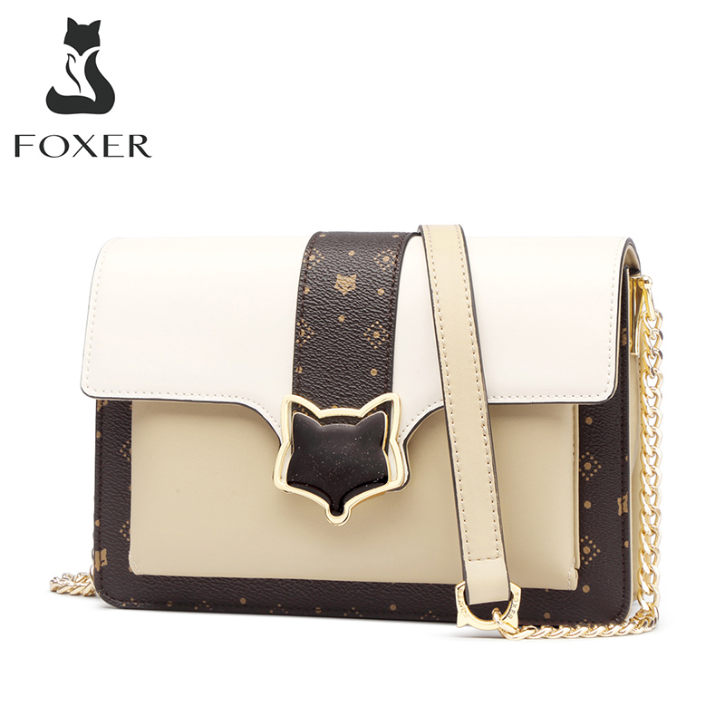 

FOXER Leather Women Elegant Flap Bag Chain Shoulder Strap Crossbody Bags Lady Fashion Small luxury Messenger Bags Mini Organ Bag, T996051f1i