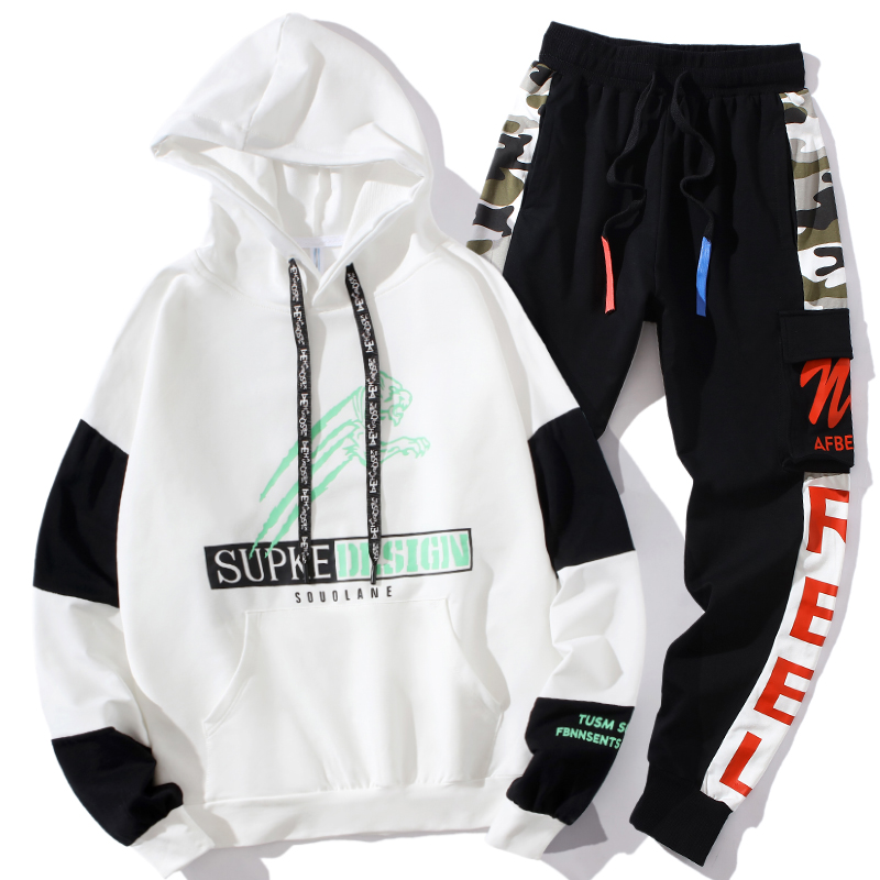 

Hoodies Sweatshirts 2pcs Tracksuit Men Sportswear Sets Hoodie+Pants Casual Fashion 2020 Autumn Sweatshirt Homme, Black