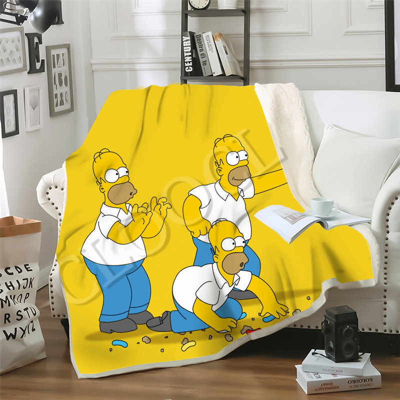 

CLOOCL 2020 Sofa Travel Youth Bedding Catoon Anime The Simpsons 3D Print Double Layer Blankets Bedspread for Plush Blanket Sofa Quilt
