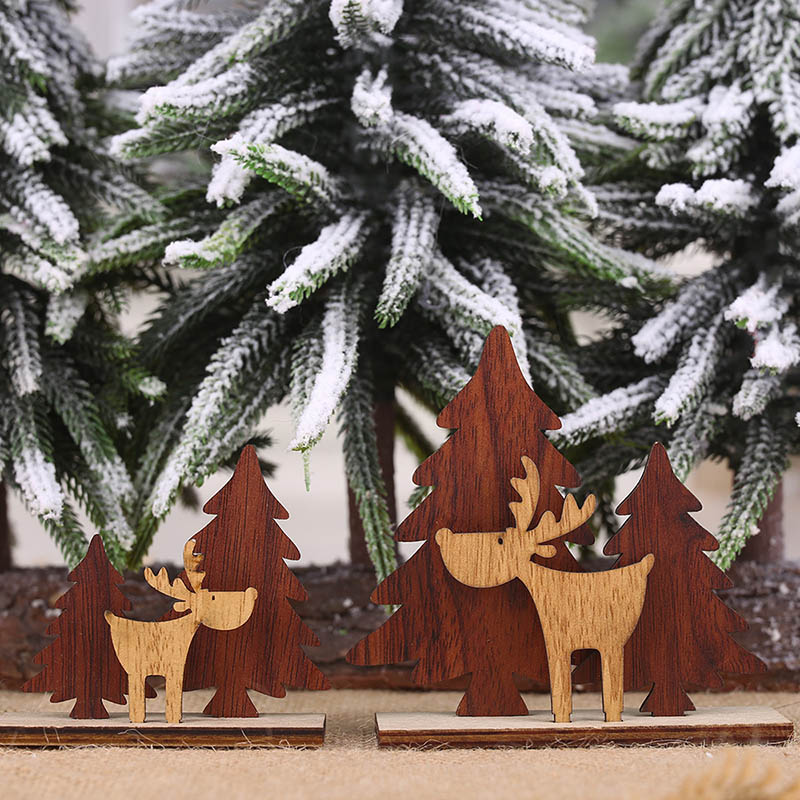 

Lovely Wooden Elk Christmas Ornament Santa Claus Desktop Decoration Navidad Christmas Decorations for Home Kids Favor Toy Gift
