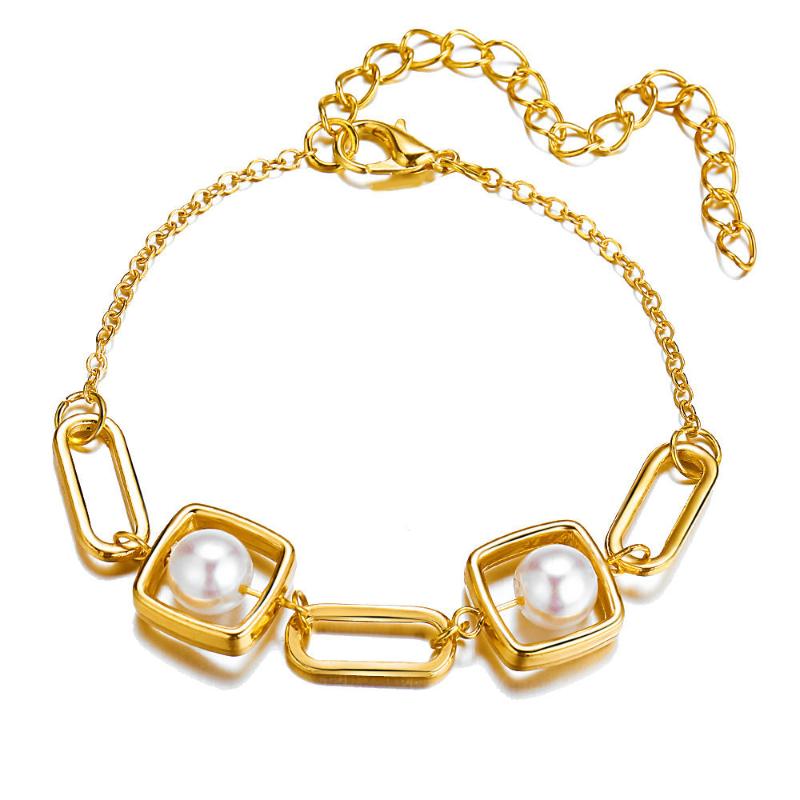 

Retro Simple Geometric Imitation Pearls Bracelets For Women Light Luxury Beach Bracelet Femme Fashion Jewelry