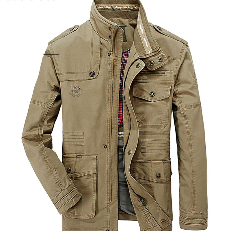 

2020 Autumn Winter Cotton Men Jackets Windproof Keep Warm Man Hiking Jackets Multi-pocket Standing Collar Male Zipper Coat