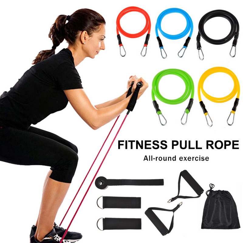 

11Pcs Resistance Bands Set Expander Yoga Exercise Fitness Elastic Pull Rope Rubber Tube Band Stretch Training Equipment Home Gym