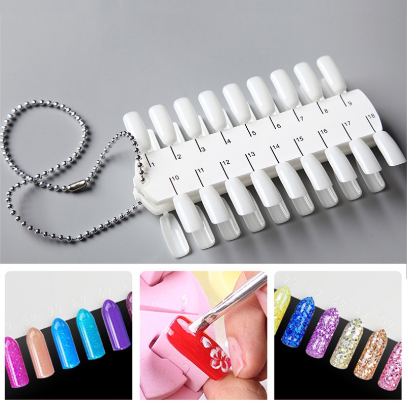 

36 Color Nail Display Board Double Layer Nail Color Display Card Practice Card With Ball Chain, White