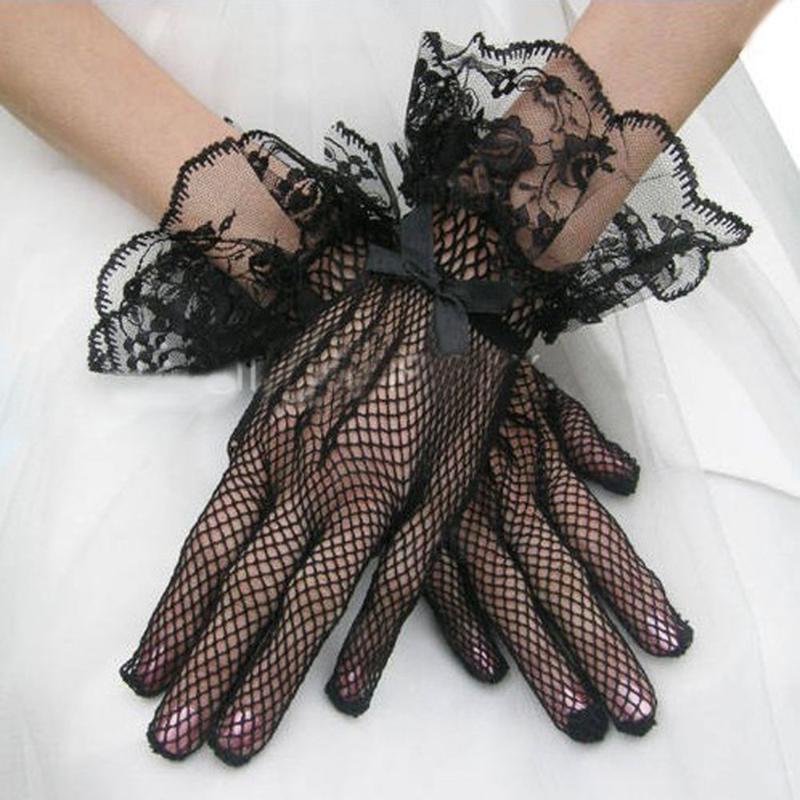 

White Black Lace Fishnet Party Gloves Lace Gloves Fingered For Party Engagement Dress Prom Evening