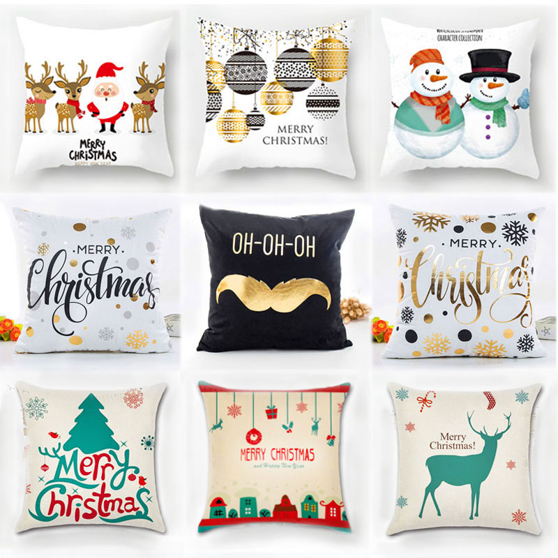 

45x45cm Cotton Linen Merry Christmas Pillow Cover Noel Christmas Decoration for Home New Year 2020 Decor Navidad 2020 Xmas Gifts