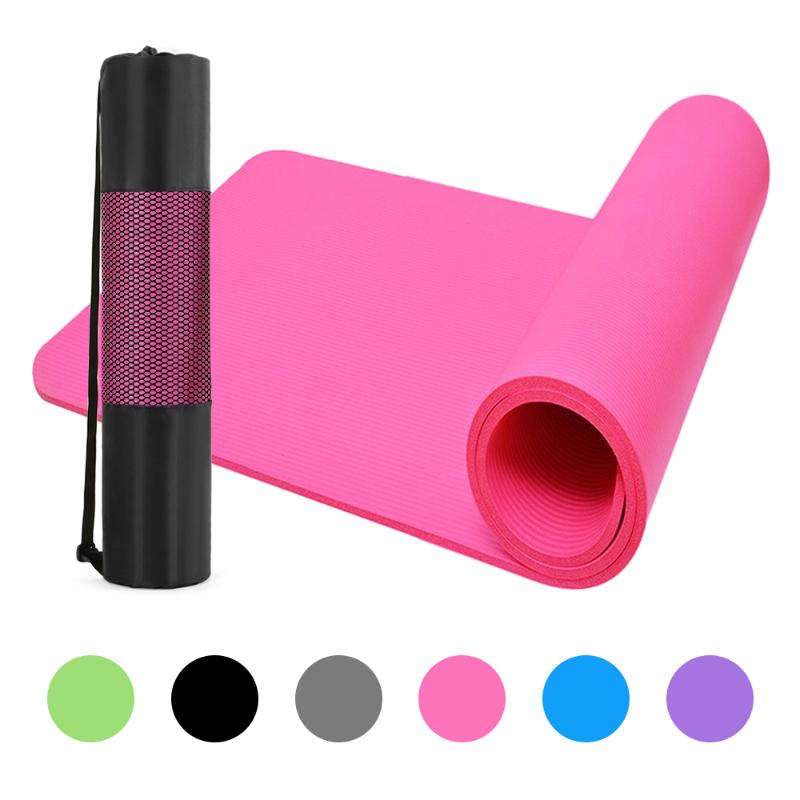 

10mm Thick Yoga Mat Cushion Pad Non-Slip Exercise Mat Pad with Carrying Strap and Mesh Bag for Home Gym Fitness Workout Pilates, Black
