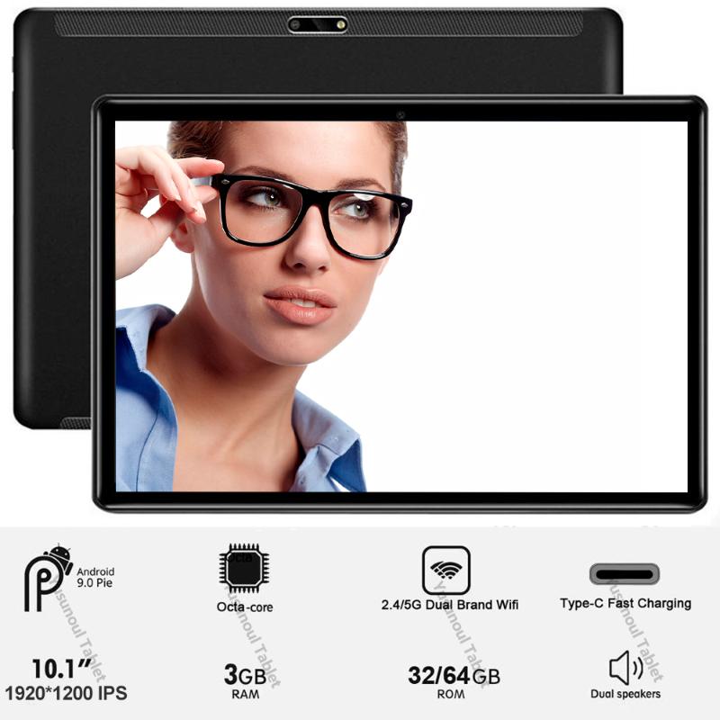 

Sales Newest super 10 inch Android 9.0 Tablet pc Dual Sim 3G/4G LTE Phone Call 32/64 GB ROM Bluetooth 2.5GHz 5G Wi-Fi Tablets pc, Black