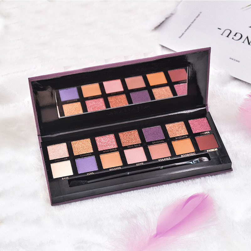 

14-Color Eyeshadow Matte Pearlescent Glitter Retro Makeup Eyeshadow Tray Smooth High-Saturated Eye Makeup Eye Shadow Palette, As pic