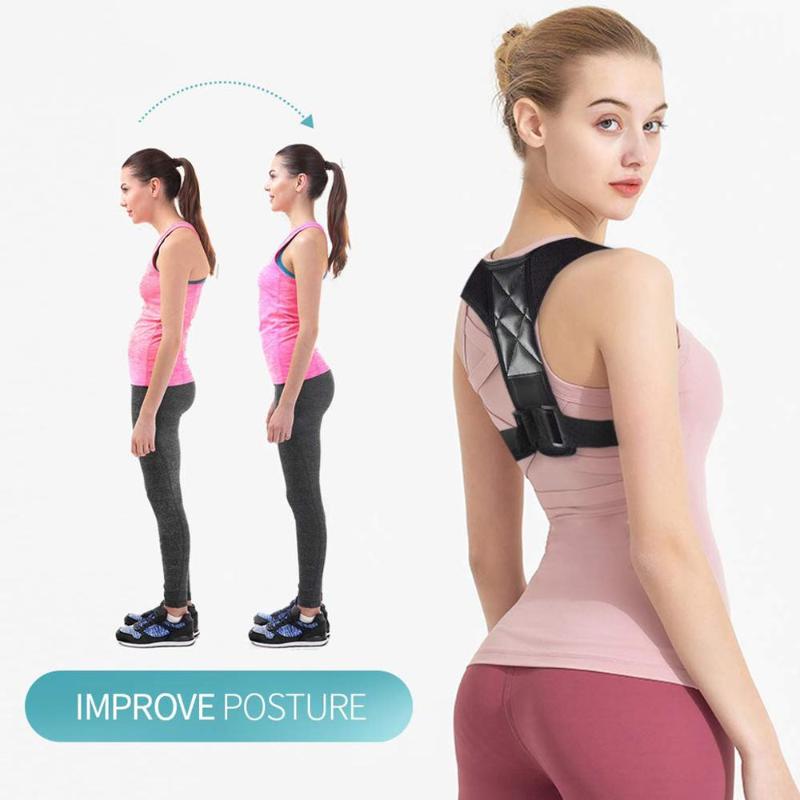 

Fitness Back Shoulder Posture Correction Adjustable Adult Sports Safety Back Support Corset Spine Support Belt Posture Corrector, Black