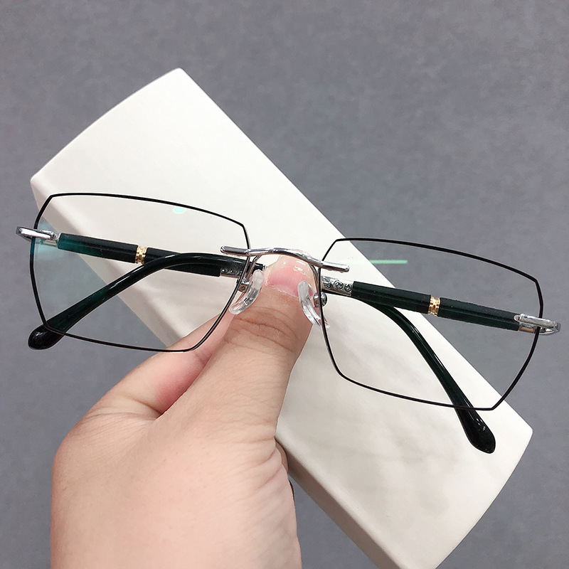 

Ultralight Pure Titanium Rimless Reading Glasses Men Diamond Cut Presbyopic Eyeglasses