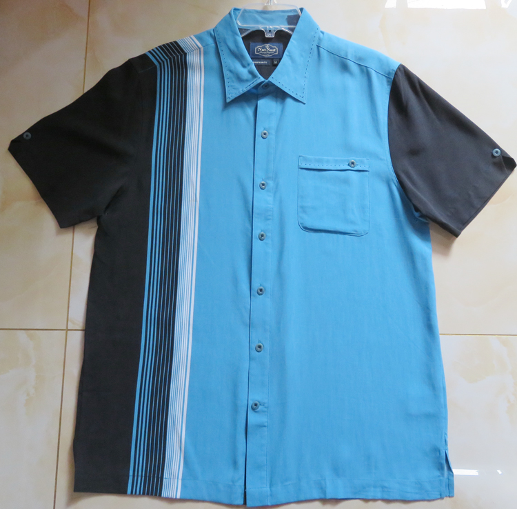 

Men Shirts Short Sleeve Silk Short Sleeve Shirt Blue Top Europe Big Size NAST