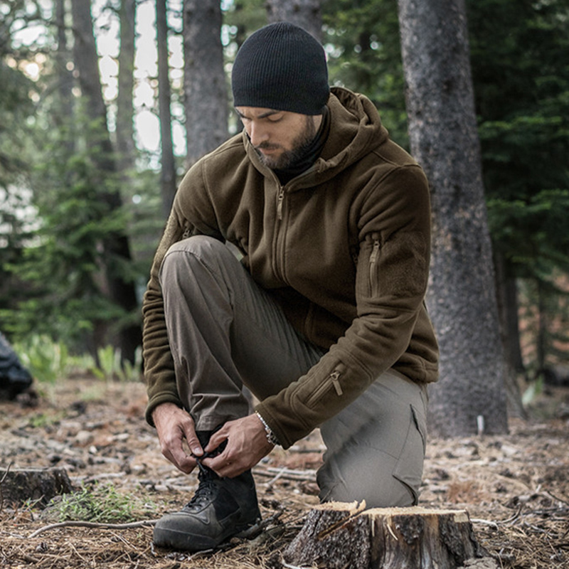 

Thermal Jacket Mens Tactical Fleece Jacket Men Winter US Army Jackets Outdoor Soft Shell Hooded Coat Uniform Hunt Coat, Black