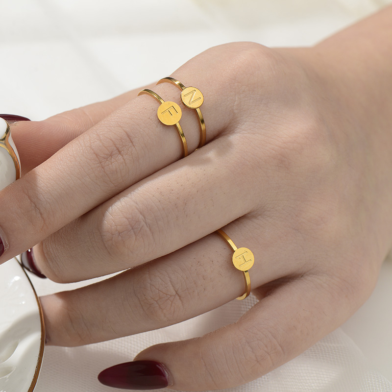 

Fashion women stainless steel letter ring stainless steel ring ladies finger couple jewelry best friend