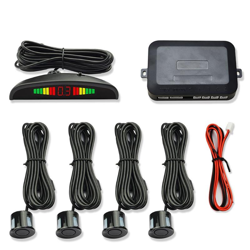 

12V Car Reversing Radar Parktronic LED Parking Sensor with 4 Sensors Reverse Backup Car Parking Radar Monitor Detector