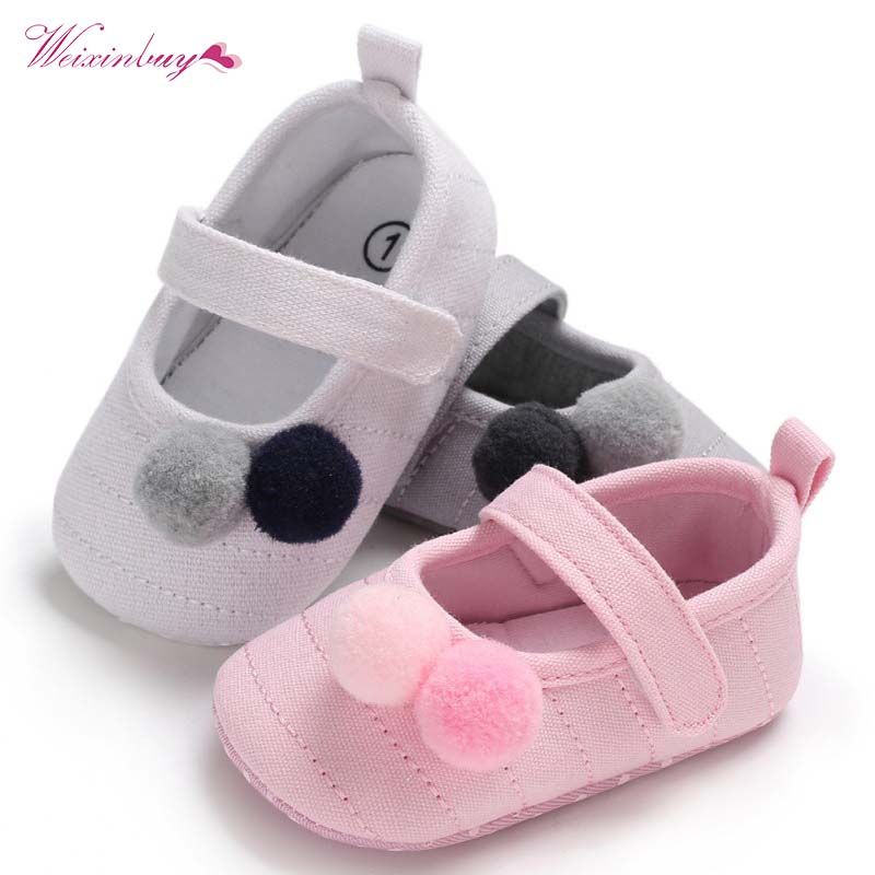 

Fashion Classic Causal Princess Infant Baby Girls Shoes Two Ball Print Hook and Loop First Walker Soft Sole Prewalkers