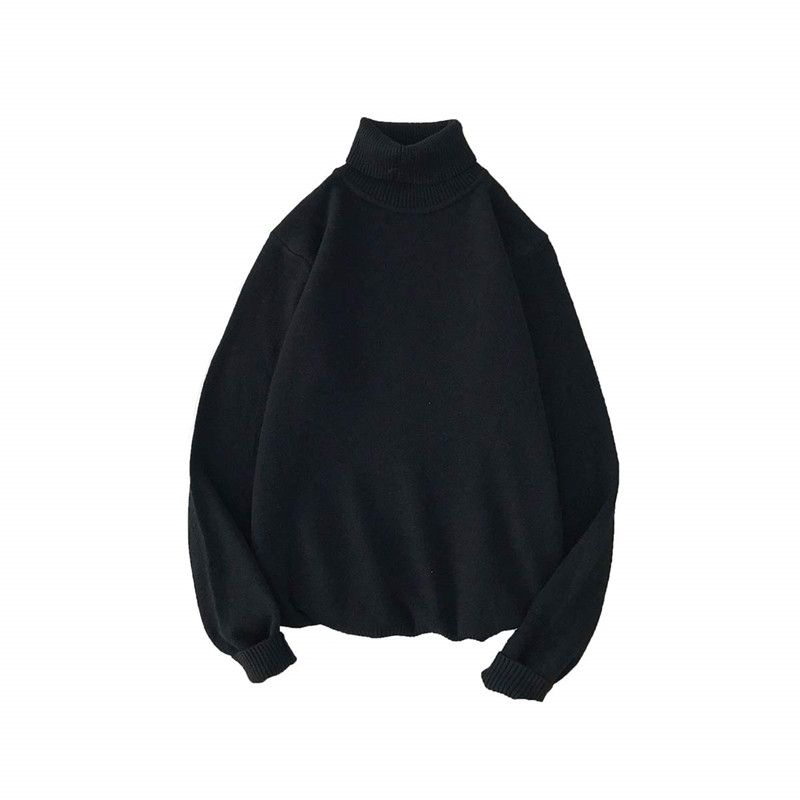 

2020 Autumn Winter Men Sweater Solid Color Casual Slim Fit Knitting Turtleneck Sweater Men Slim Fit Knitted Pullovers Male Tops, Black