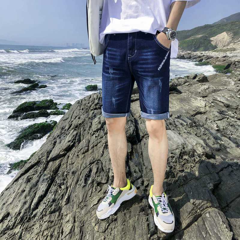 

2020Men's Denim Shorts Good Quality Short Jeans Men Cotton Straight Short Jeans Male Blue Casual Size 36
