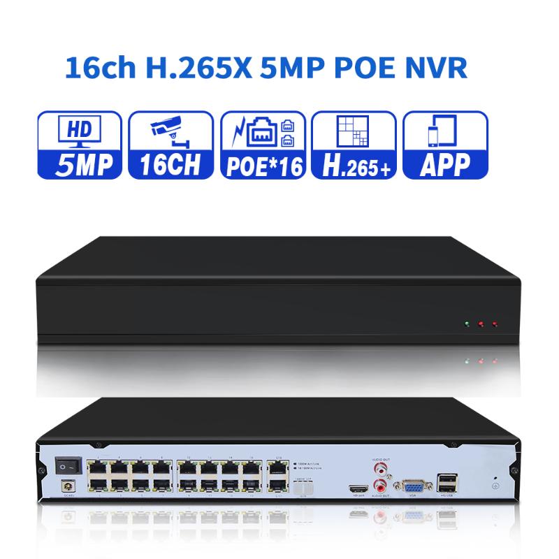 

H.265 16CH 5MP 48V POE NVR Video Recorder P2P ONVIF 1080P Network Outdoor 3MP 2MP for IP Camera CCTV Surveillance System Kit