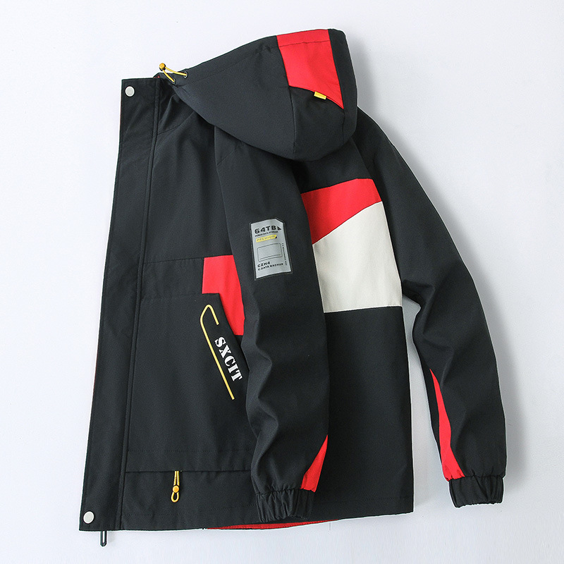 

New Harajuku Streetwear Hooded Jackets Mens Fashion Hip Hop Tracksuit Zipper Jacket Coat Patchwork Windbreaker Chic Jacket Hoody