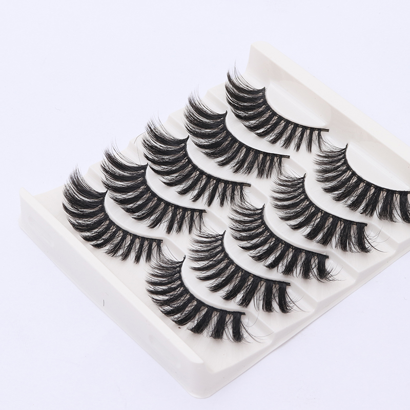 

100% Maquiagem Natural Long Lashes 3D Faux Mink Eyelashes Makeup Wispies Fluffy Eyelash Extension 5 Pairs