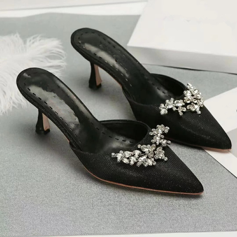 

New fairy tale style women's shoes thin middle heel star women's shoes glitter rhinestone sandals exquisite, Beige