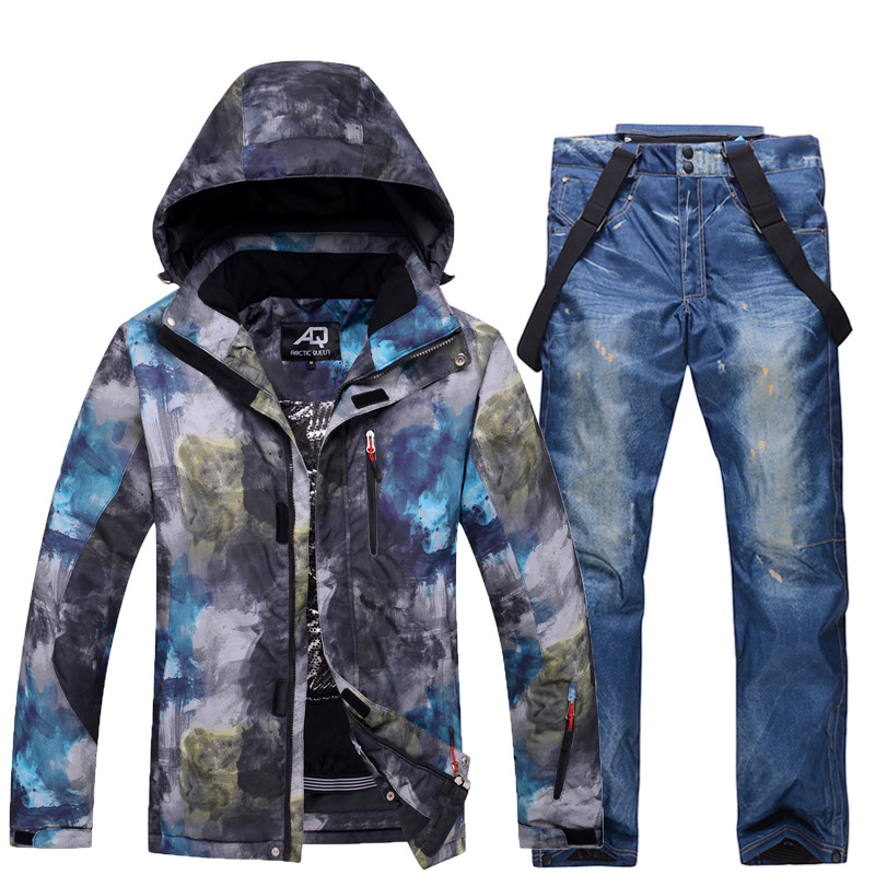 

New ski suit men's suit outdoor professional single board double board men's ski underwear waterproof warm thickening, Black