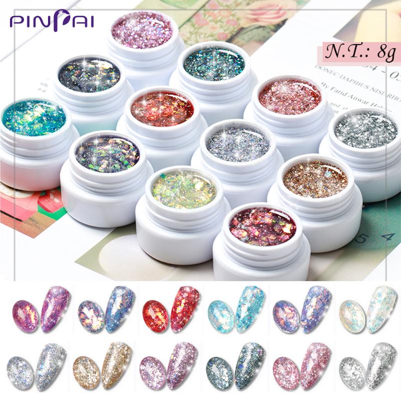 

Colorful Glitter Led Gel Soak Off Nail Gel Lacquer Shiny Sequins Decorations UV Varnish Painting Flowers UV Polish F647, 010