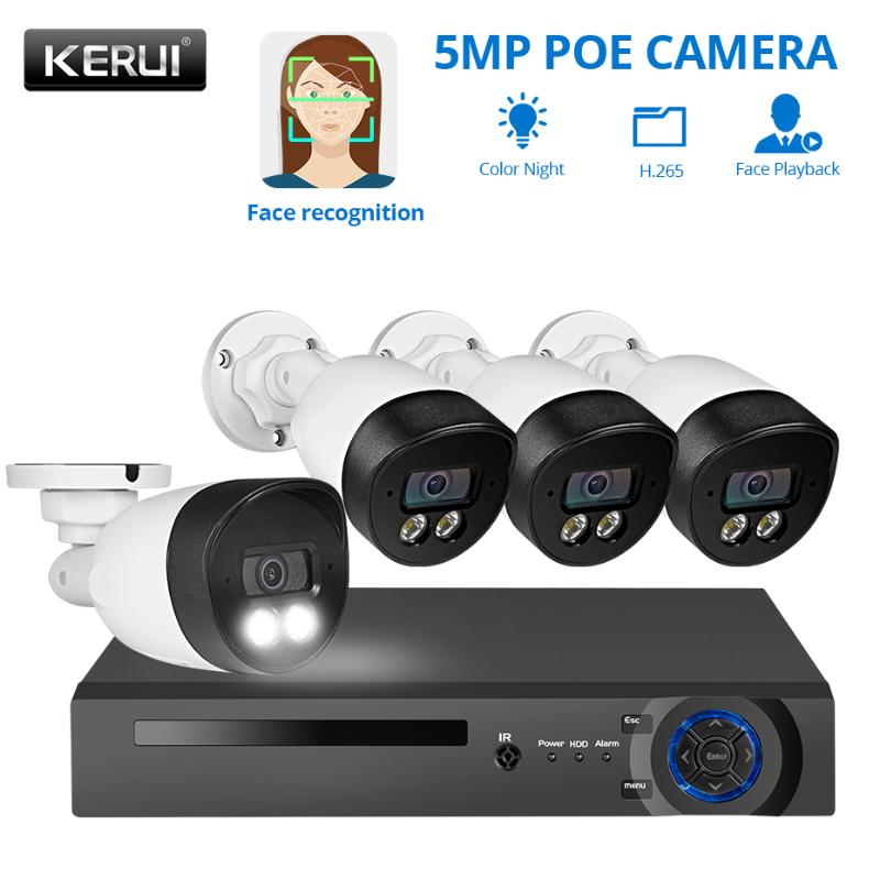 

KERUI H.265 8CH 5MP HD POE NVR Kit CCTV Security System Face Record AI IP Camera Outdoor Waterproof Video Surveillance Camera