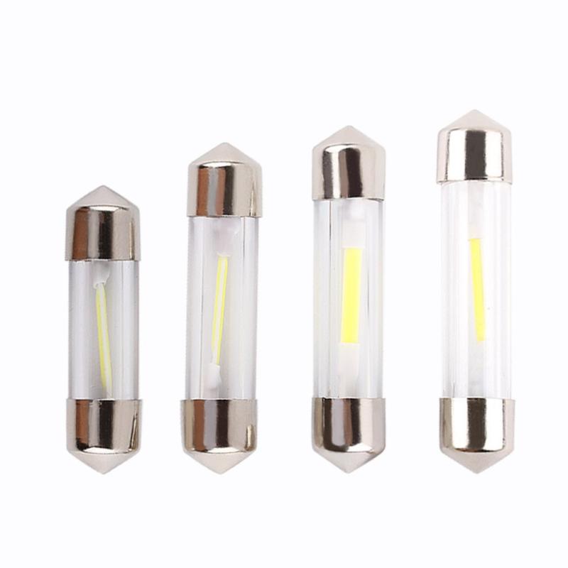 

2Pcs C5W COB Led Car Interior Bulbs 31mm 36mm 39mm 41mm Glass Lens Festoon Dome Reading Light Source 12V White Double Tip Lamp, As pic