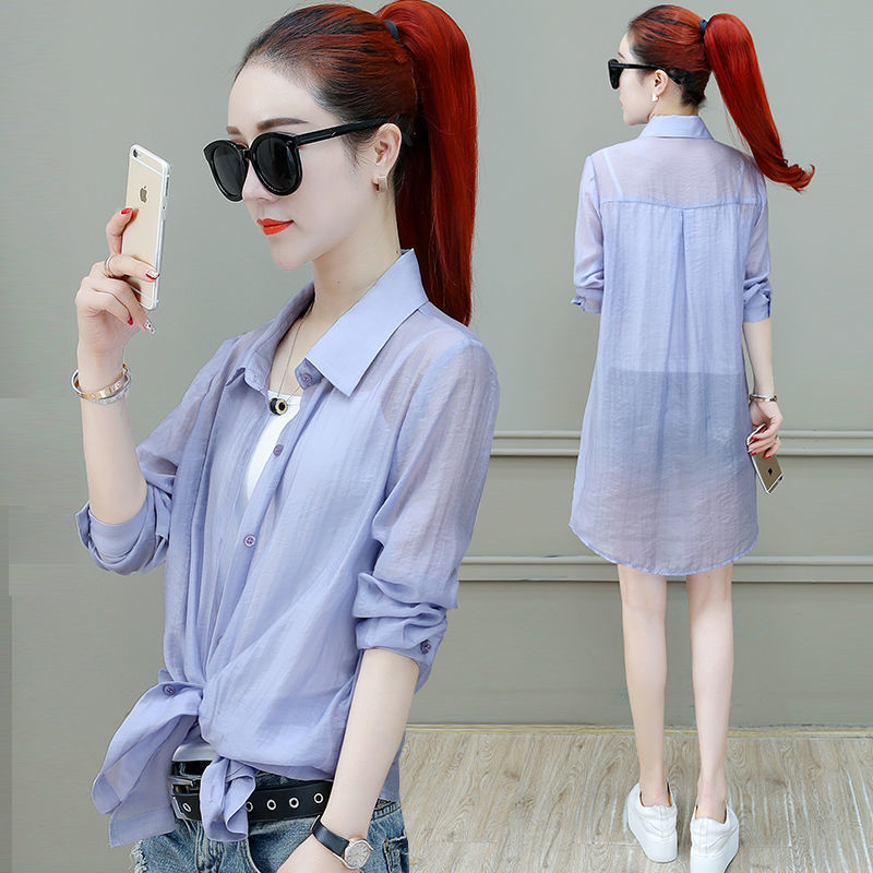 

Women 2020 Summer Casual Thin Short Sunscreen Coat Plus Size Outwear UV Sun Protection Female Beach Thin Blouse Jacket Tops G215, Jinmian white