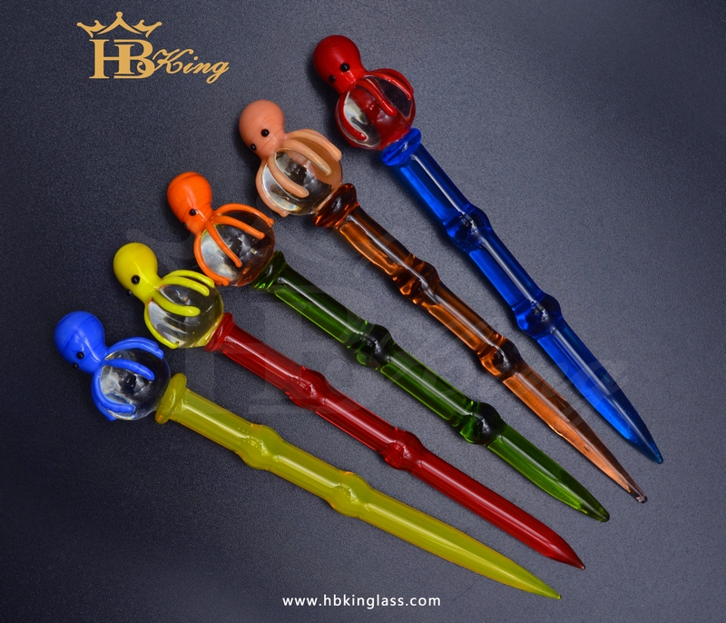 

New Octopus glass dab tool straw 9 Pattern Design Dabber Tool Rick smoking accessories pipes for Wax Oil Rigs bongs