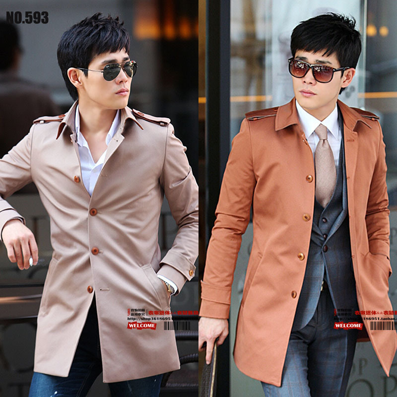 

2020 New Spring Men Outerwear Fashion Coat Slim Medium-long Trench Outerwear Coat Clothing / -xxxl, Beige