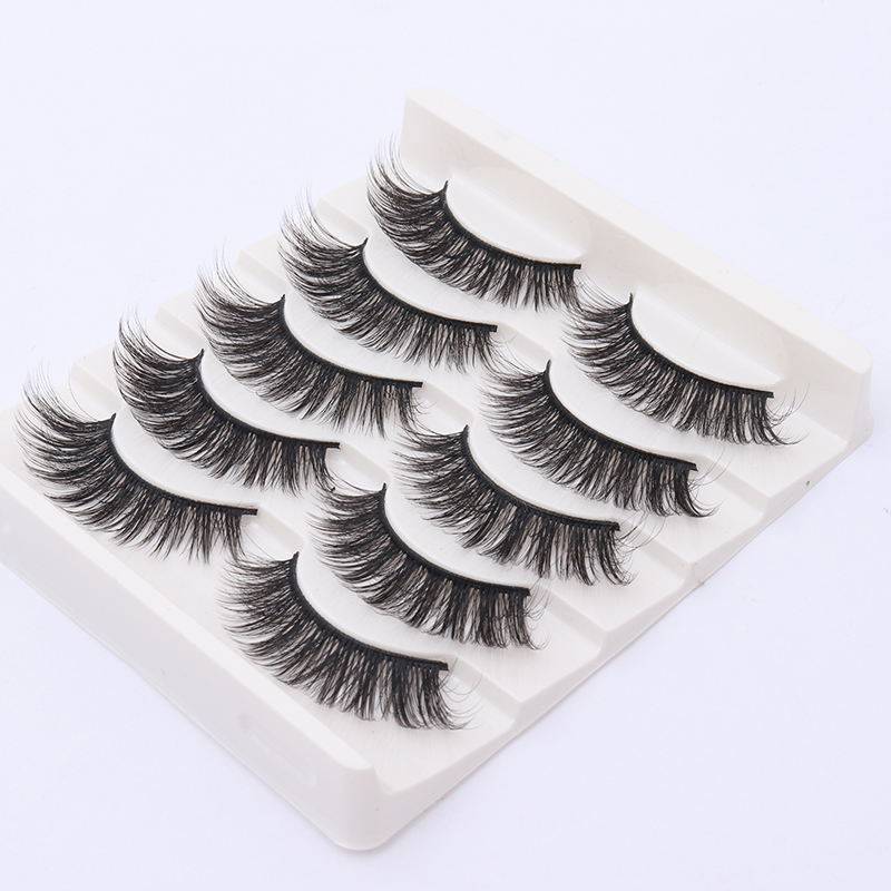 

5 pairs Reusable False Eyelashes 3D Mink Hair Strip False Eyelash Makeup Permanent Long Eyelashes Trendy Lashes Extension