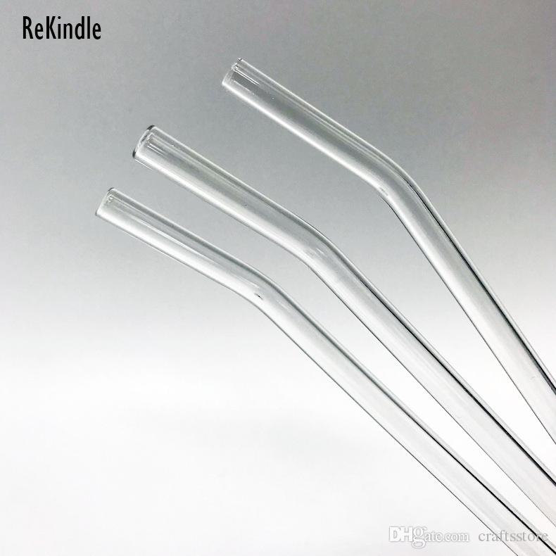 

Special Fine Curved Glass Straight Bend Drinking Glass Straws Reusable Eco-friendly With Cleaning Brush 10mm For Smoothies, Tea, Juice