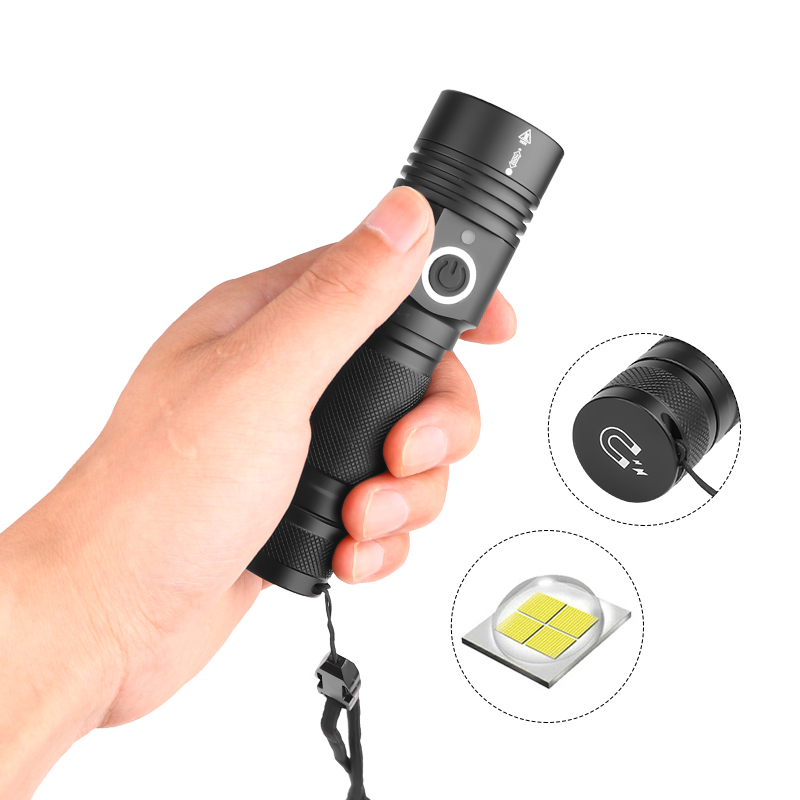

Zoomable 5 Modes Usb Tactical Bright Torch Flashlights Cree XHP50 Waterproof Rechargeable 3000 High Lumens LED
