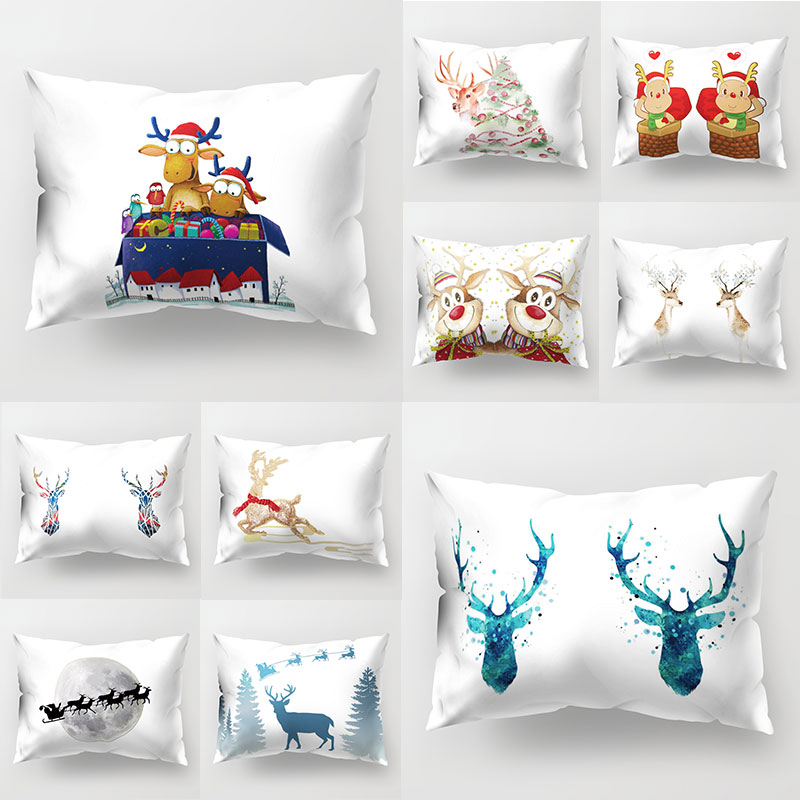 

30*50cm Pillow Case Santa Claus Print Cushion Cover Home Decor Sofa Pillowcase Bedroom Throw Pillowcases Christmas Pillow Covers, As pic