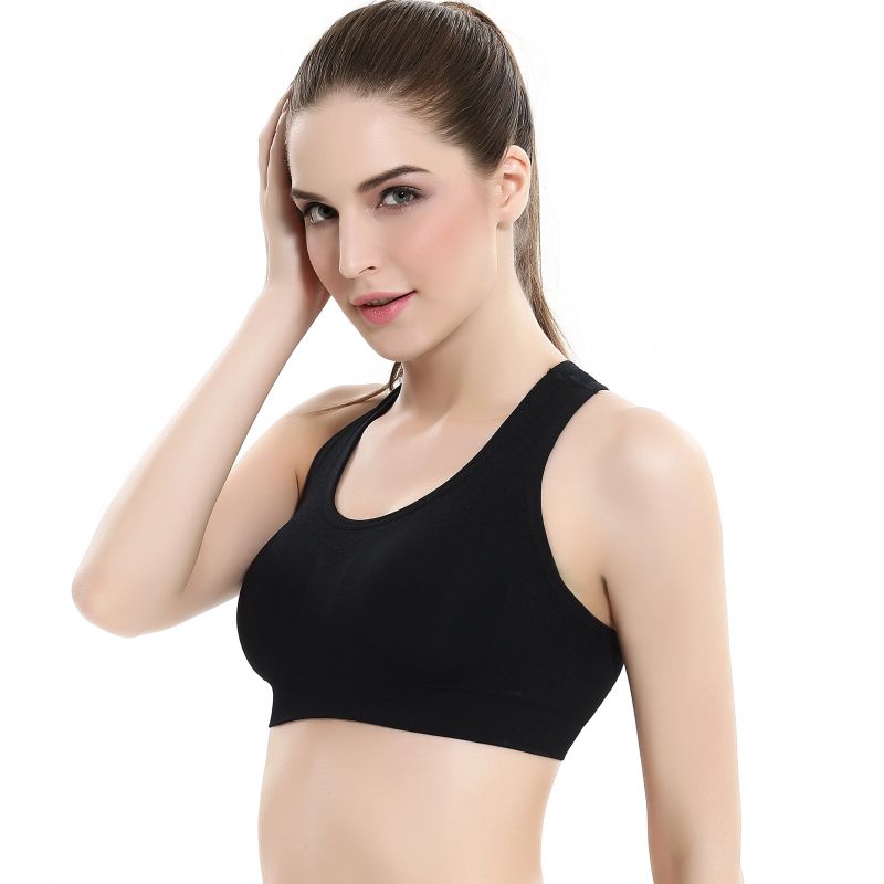 

Women Female No Trace No Rim Running Yoga Vest Underwear Sleep Sports Bra Solid Color Breathable Fitness Bra, Sky blue