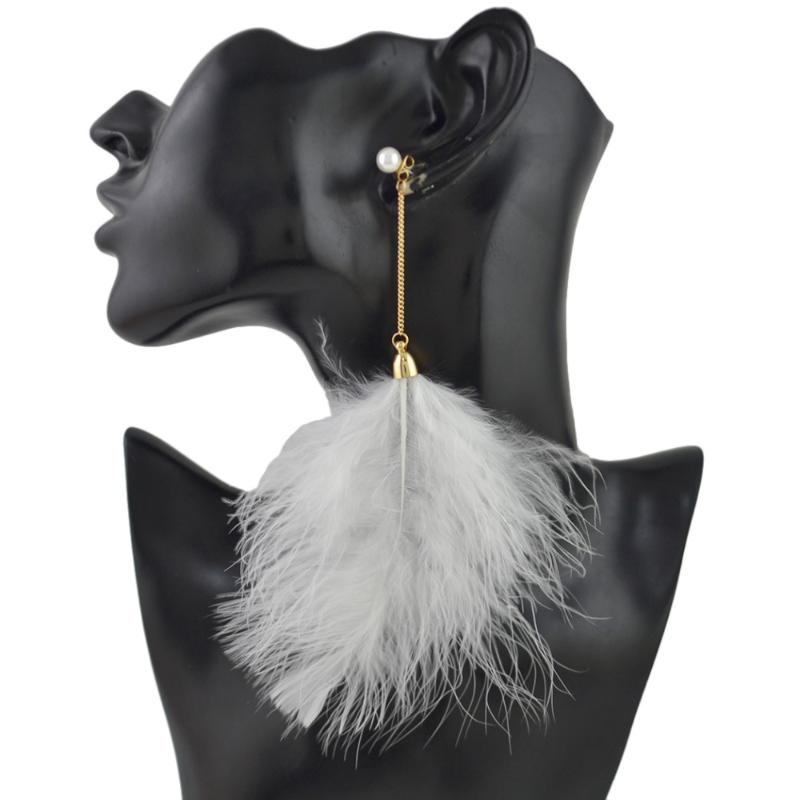 

2Styles 3 Colors Bohemian Gold Alloy pearl Stud Feather Long Beads for Jewelry Making Pendant Drop Earrings Trendy Women Jewelry